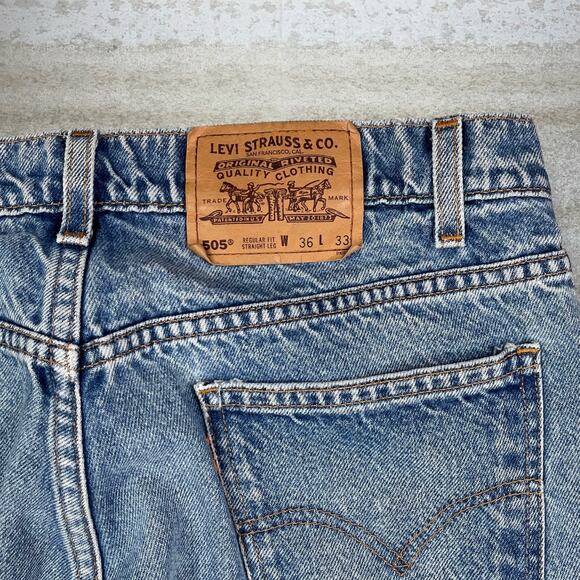 Vintage Orange Tab Levis Jeans 505 Straight Fit Medium Wash 100% Cotton 90s - Picture 4 of 5